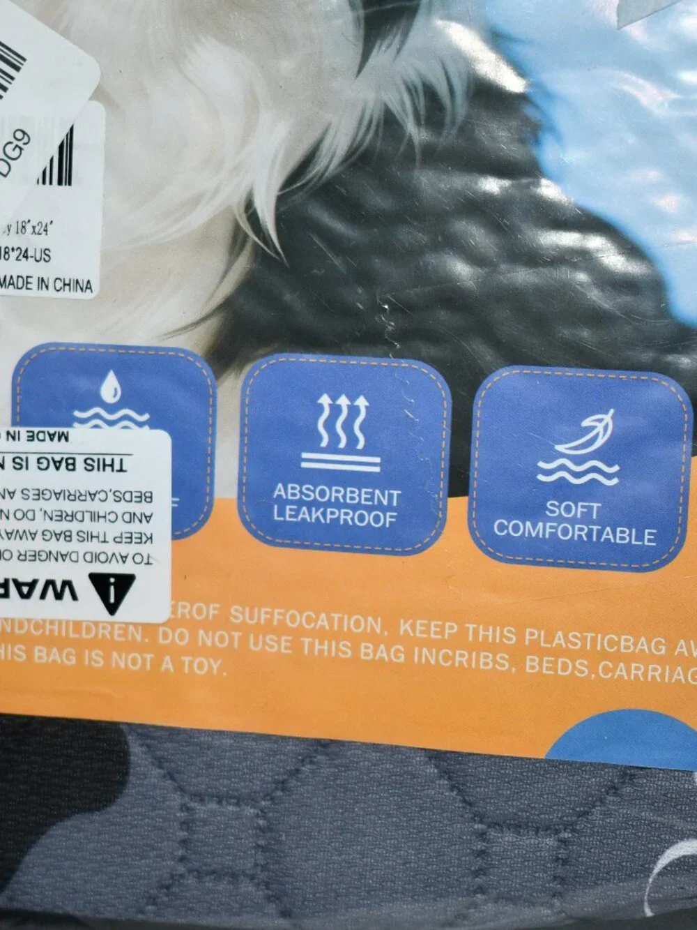 WanpeeGoo Washable Dog Pee Pads, 18x24, Waterproof, Reusable, Gray, 4 Pack, NWT